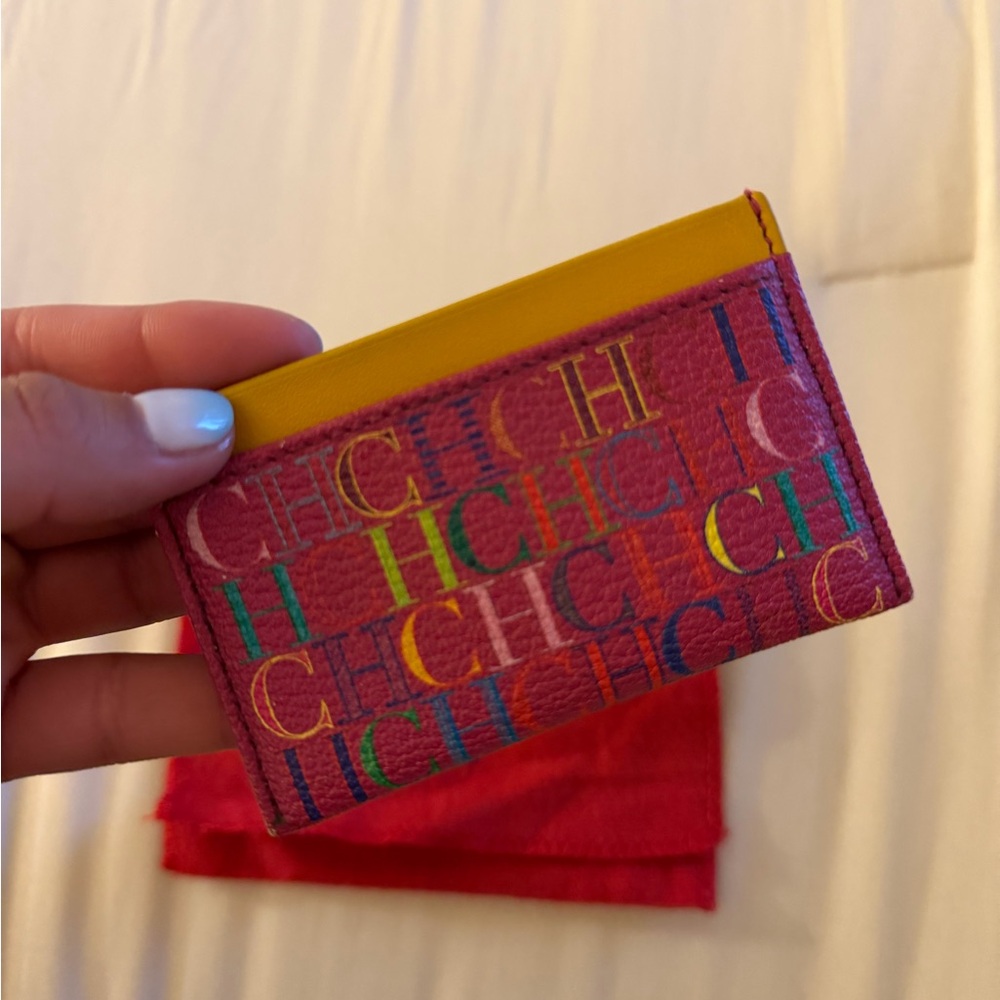 Carolina Herrera Multicolor CH Logo Card Holder - Pink & Yellow